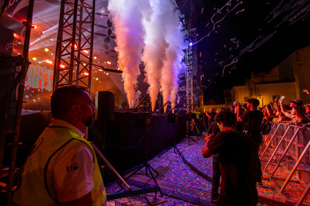 FARO, PORTUGAL: 9th SEPTEMBER, 2023 - Music band, Kappa Jotta, performs at Festival F, a big...
