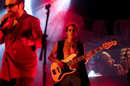 FARO, PORTUGAL: 9th SEPTEMBER, 2023 - Jam Sessions from several musicians performing on Music Festival F, a big festival in the city of Faro, Portugal.のeditorial素材