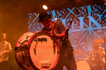 FARO, PORTUGAL: 9th SEPTEMBER, 2023 - Music band, Quinta do Bill, performs at Festival F, a big...