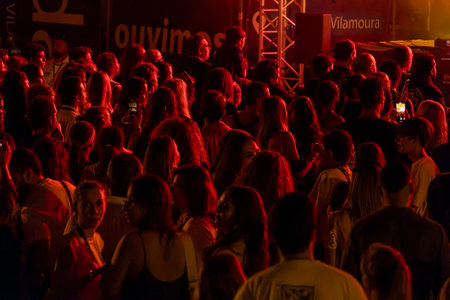 FARO, PORTUGAL: 9th SEPTEMBER, 2023 - Audience watch music artist on Festival F, a big festival in...