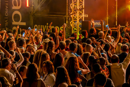 FARO, PORTUGAL: 9th SEPTEMBER, 2023 - Audience watch music artist on Festival F, a big festival in...
