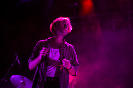 FARO, PORTUGAL: 9th SEPTEMBER, 2023 - Music band, Ganso, performs at Festival F, a big festival in the city of Faro, Portugal.のeditorial素材