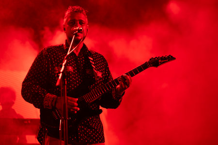 FARO, PORTUGAL: 9th SEPTEMBER, 2023 - Music band, Fogo Fogo, performs at Festival F, a big festival...