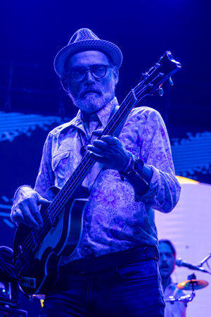 FARO, PORTUGAL: 9th SEPTEMBER, 2023 - Music band, Fogo Fogo, performs at Festival F, a big festival in the city of Faro, Portugal.のeditorial素材