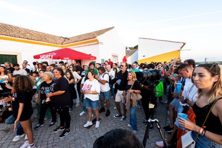 FARO, PORTUGAL: 9th SEPTEMBER, 2023 - Audience watch music artist on Festival F, a big festival in...