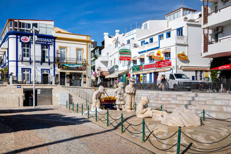 ALBUFEIRA, PORTUGAL - 9th NOVEMBER 2024: Albufeira city downtown next to beach urban viewpoint.のeditorial素材
