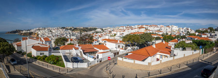 Landscape view of the coast of Albufeira city, located in the Algarve region, Portugal.の写真素材