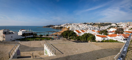 Landscape view of the coast of Albufeira city, located in the Algarve region, Portugal.の写真素材