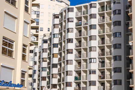 Close up view of a Large apartment complex in Armacao de Pera, Portugal.の写真素材