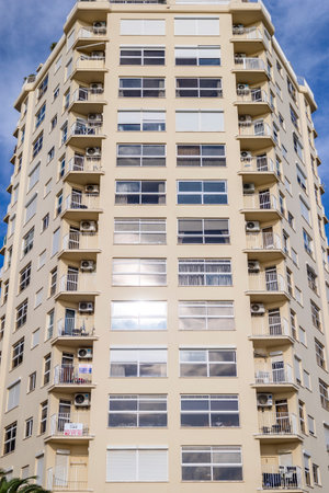 Close up view of a Large apartment complex in Armacao de Pera, Portugal.の写真素材