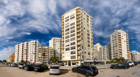 Close up view of a Large apartment complex in Armacao de Pera, Portugal.の写真素材
