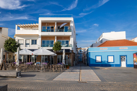 ALBUFEIRA, PORTUGAL - 9th NOVEMBER 2024: A sunny day at Armacao de Pera village business restaurant.のeditorial素材