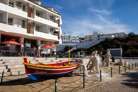 ALBUFEIRA, PORTUGAL - 9th NOVEMBER 2024: Albufeira city downtown statues depicting the local fisherman.のeditorial素材