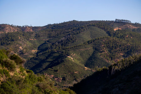 Landscape view of the mountains of the Monchique region, Alferce, Portugal.の写真素材