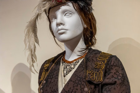Mannequin of women dressed with vintage clothing in a costume museum.