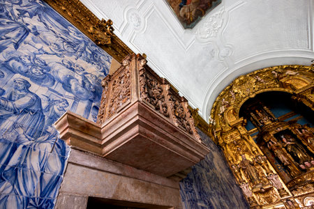 Inside the small church Hermitage of Our Lady of Conceicao in Loule, Algarve, Portugalの写真素材