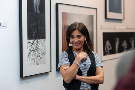 GIBRALEON, SPAIN - 28th JANUARY 2024: 5th edition of the Feria Transfronteriza de Arte Contemporanea on the Centro Olontense de Arte Contemporanea (CODAC) with several photography and painting exhibitions.のeditorial素材