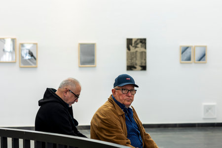 GIBRALEON, SPAIN - 28th JANUARY 2024: 5th edition of the Feria Transfronteriza de Arte Contemporanea on the Centro Olontense de Arte Contemporanea (CODAC) with several photography and painting exhibitions.のeditorial素材