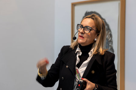 GIBRALEON, SPAIN - 28th JANUARY 2024: 5th edition of the Feria Transfronteriza de Arte Contemporanea on the Centro Olontense de Arte Contemporanea (CODAC) with several photography and painting exhibitions.のeditorial素材