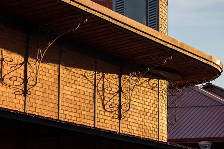 Detail of grocery and fish market building of Olhao city, Portugal.の写真素材