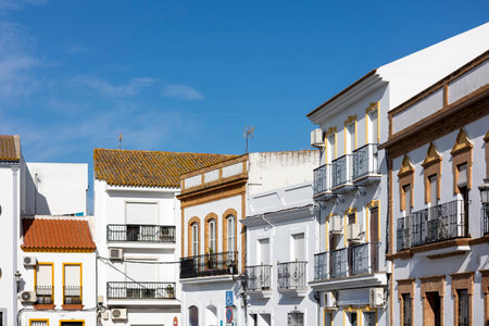 Close view of the typical architecture of spanish traditional houses.の写真素材