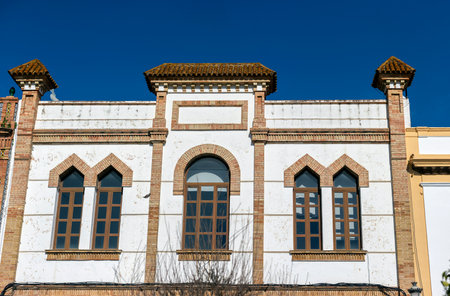 Close view of the typical architecture of spanish traditional houses.の写真素材