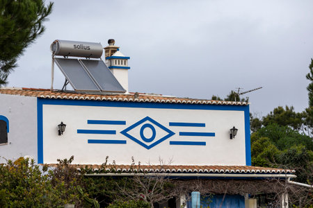 Typical platband of traditional houses in the Algarve region, Portugal.の写真素材