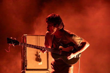 FARO, PORTUGAL: 5th SEPTEMBER, 2024 - Music artist, Maquina artist performs on Festival F, a big festival on the city of Faro, Portugal.のeditorial素材