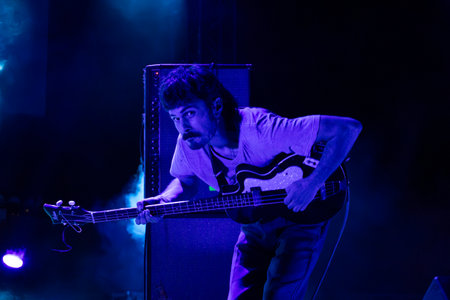 FARO, PORTUGAL: 5th SEPTEMBER, 2024 - Music artist, Maquina artist performs on Festival F, a big festival on the city of Faro, Portugal.のeditorial素材