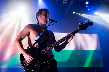 FARO, PORTUGAL: 5th SEPTEMBER, 2024 - Music artist, Baleia Baleia Baleia performs on Festival F, a big festival on the city of Faro, Portugal.のeditorial素材