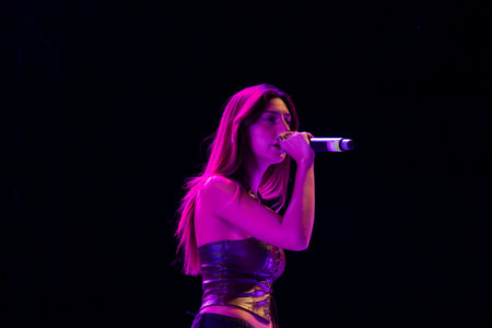 FARO, PORTUGAL: 6th SEPTEMBER, 2024 - Music artist, Pikika, performs on Festival F, a big festival on the city of Faro, Portugal.のeditorial素材