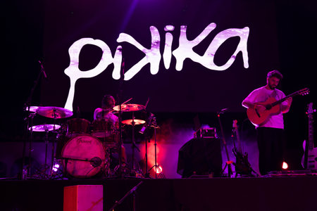 FARO, PORTUGAL: 6th SEPTEMBER, 2024 - Music artist, Pikika, performs on Festival F, a big festival on the city of Faro, Portugal.のeditorial素材