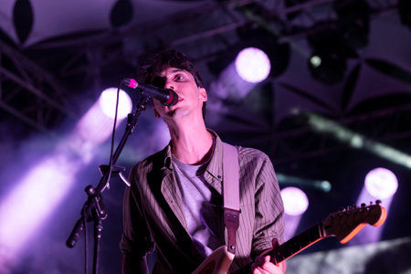 FARO, PORTUGAL: 6th SEPTEMBER, 2024 - Music artist, Glockenwise, performs on Festival F, a big festival on the city of Faro, Portugal.のeditorial素材