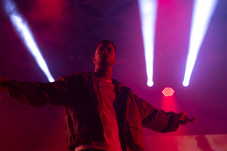 FARO, PORTUGAL: 6th SEPTEMBER, 2024 - Music artist, Dillaz , performs on Festival F, a big festival on the city of Faro, Portugal.のeditorial素材