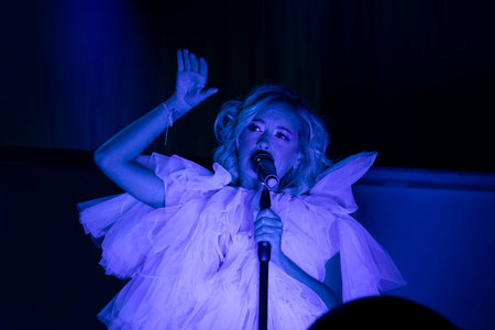 FARO, PORTUGAL: 6th SEPTEMBER, 2024 - Music artist, Marisa Liz, performs on Festival F, a big festival on the city of Faro, Portugal.のeditorial素材