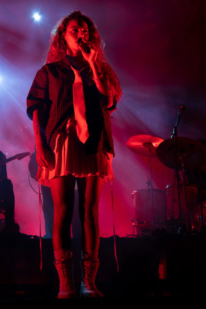 FARO, PORTUGAL: 6th SEPTEMBER, 2024 - Music artist, Milhanas, performs on Festival F, a big festival...