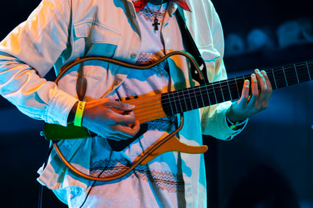 FARO, PORTUGAL: 6th SEPTEMBER, 2024 - Music artist, Acacia Maior , performs on Festival F, a big festival on the city of Faro, Portugal.のeditorial素材