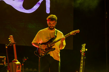 FARO, PORTUGAL: 6th SEPTEMBER, 2024 - Music artist, Pikika, performs on Festival F, a big festival on the city of Faro, Portugal.のeditorial素材