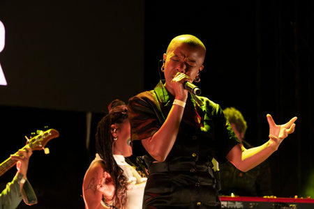 FARO, PORTUGAL: 6th SEPTEMBER, 2024 - Music artist, Acacia Maior , performs on Festival F, a big...