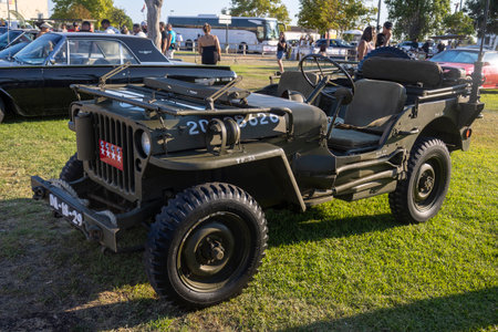 FARO, PORTUGAL, 04th August 2024: American Cars Show Algarve Event with vintage cars and a mix of Americana related activities happen, including pinup shows, rockabilly concerts and much more.のeditorial素材