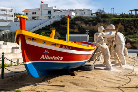 ALBUFEIRA, PORTUGAL - 9th NOVEMBER 2024: Albufeira city downtown statues depicting the local fisherman.のeditorial素材