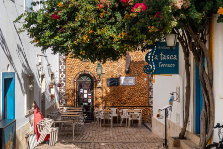 ALBUFEIRA, PORTUGAL - 9th NOVEMBER 2024: Highly decorated house in downtown Albufeira city, that holds a popular attraction to tourists.のeditorial素材