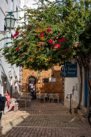 ALBUFEIRA, PORTUGAL - 9th NOVEMBER 2024: Highly decorated house in downtown Albufeira city, that holds a popular attraction to tourists.のeditorial素材