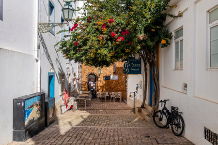 ALBUFEIRA, PORTUGAL - 9th NOVEMBER 2024: Highly decorated house in downtown Albufeira city, that holds a popular attraction to tourists.のeditorial素材