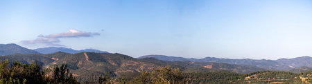 Landscape view of the mountains of the Monchique region, Alferce, Portugal.の写真素材