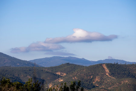 Landscape view of the mountains of the Monchique region, Alferce, Portugal.の写真素材