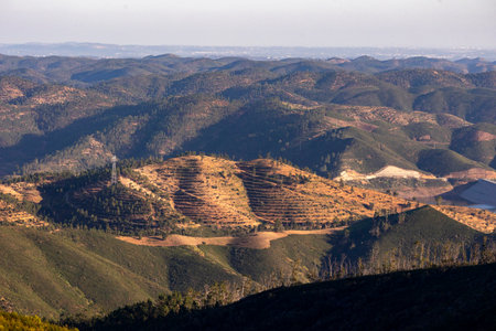 Landscape view of the mountains of the Monchique region, Portugal.の写真素材