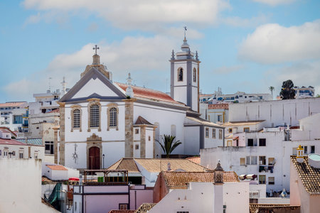 Main church of our lady of conceicao, located in the city of Albufeira, Algarve, Portugal.の写真素材