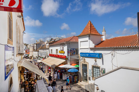 ALBUFEIRA, PORTUGAL - 7th MAY 2024: Traditional portuguese architecture of houses in the region of Albufeira, Portugal.のeditorial素材