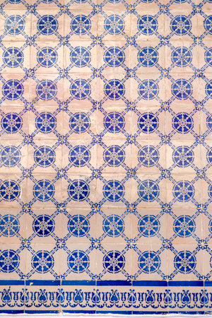 Close view of the Typical azulejo artwork of Albufeira, Portugal.の写真素材